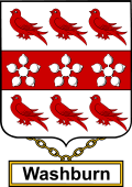 English Coat of Arms Shield Badge for Washburn