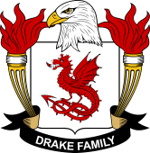 Coat of arms used by the Drake family in the United States of America