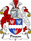 English Coat of Arms for the family Pinson or Pynson