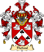 Welsh Family Coat of Arms (v.25) Thelwal (of Plas-y-ward, Denbighshire)